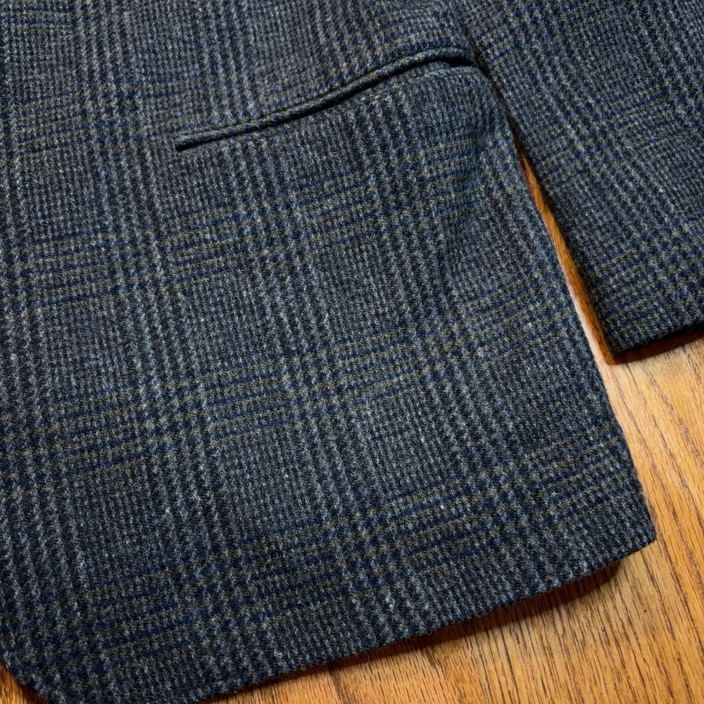 Vintage Woolrich Blazer Men's Medium Gray Plaid Jacket Wool Blend Made in USA - Picture 2 of 10